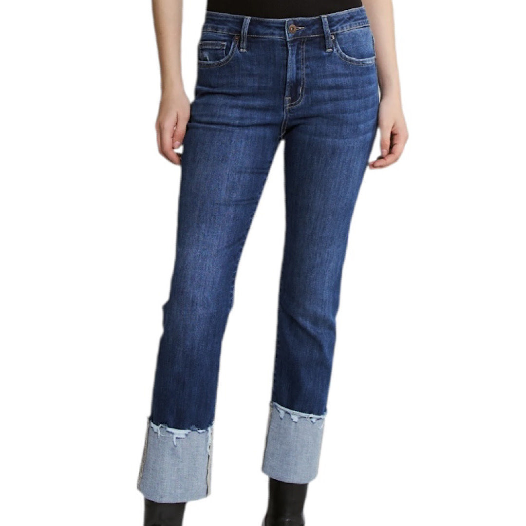 Mica MDP-T3613 Mid Rise Slim Straight Leg W/Cuffed Hem Jean