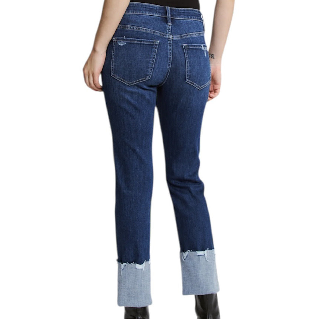 Mica MDP-T3613 Mid Rise Slim Straight Leg W/Cuffed Hem Jean