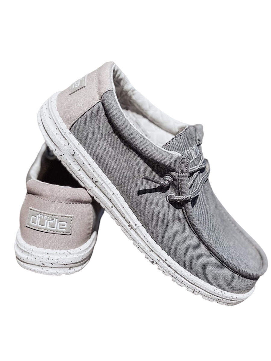 Hey Dude Wally Chambray Frost Grey Mens
