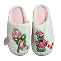 Ivory/Pink Grinch Candy Cane Slippers