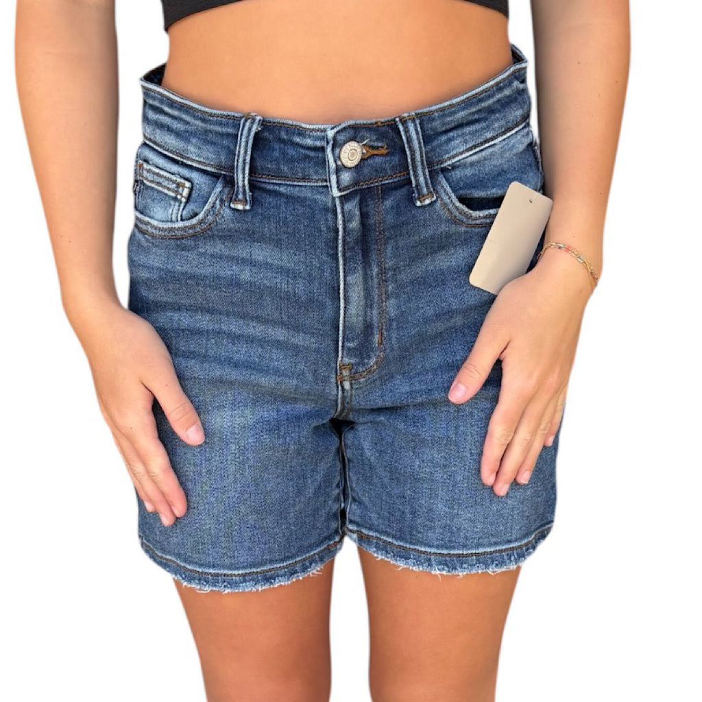 Judy Blue JB15257DK Dark Wash Denim Shorts Size Small-RF
