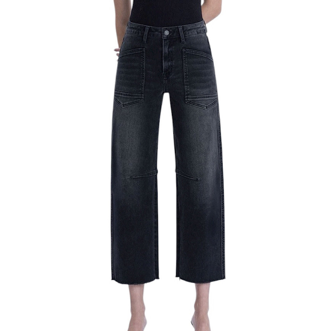 Vervet V3575BK Black Super High Rise Barrel Jeans