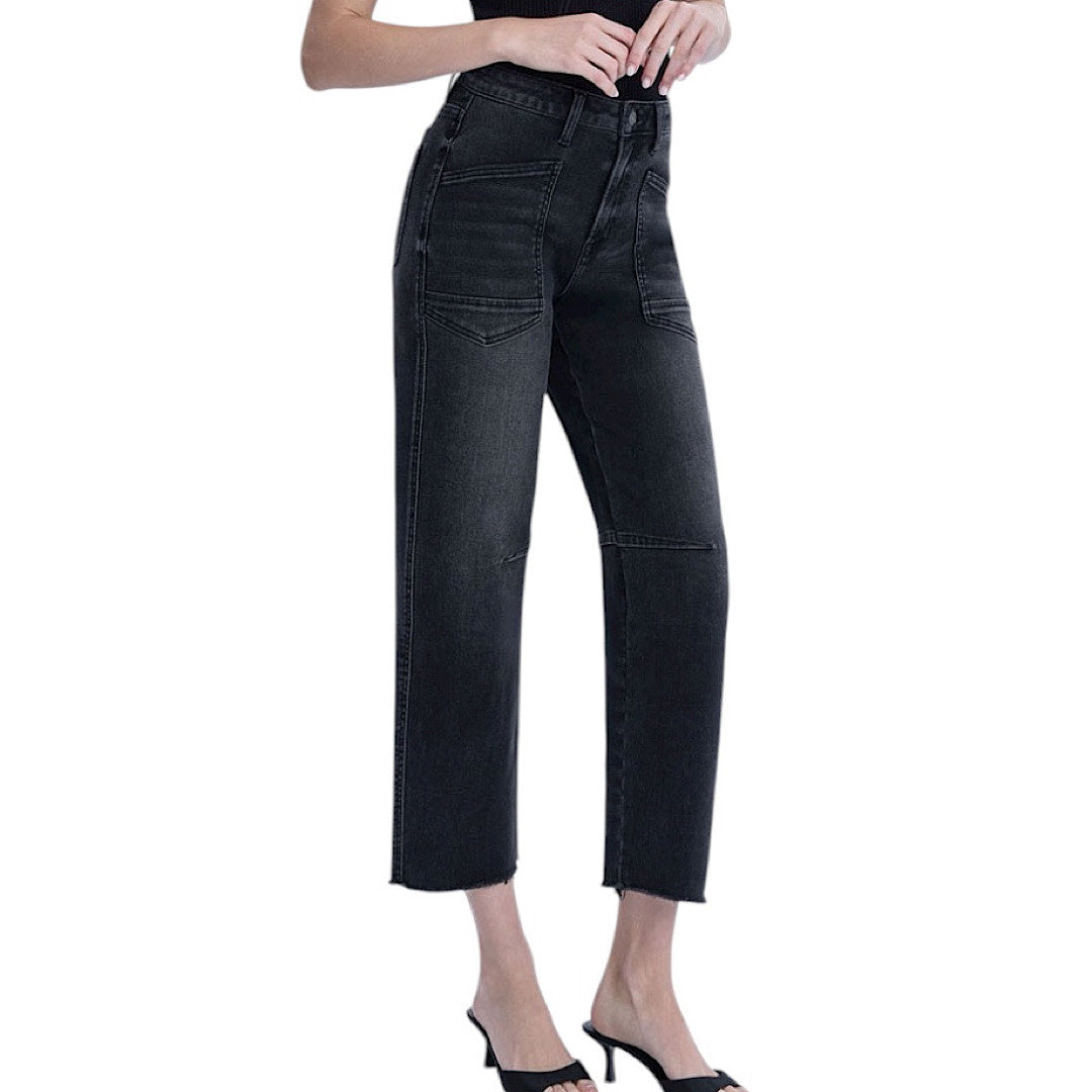 Vervet V3575BK Black Super High Rise Barrel Jeans