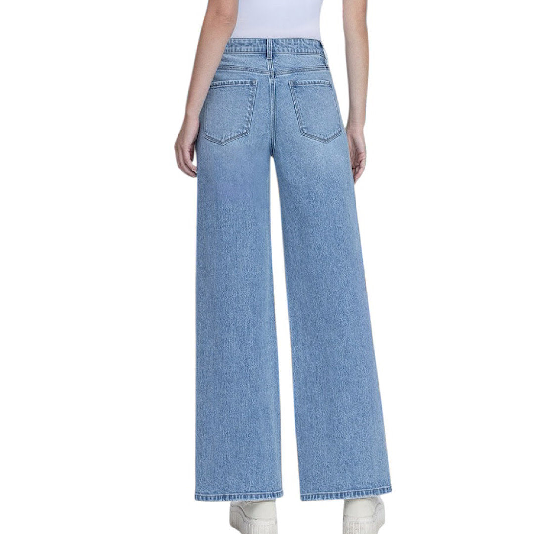 Vervet T7080 Allure High Rise Distressed Hem Wide Leg Jean