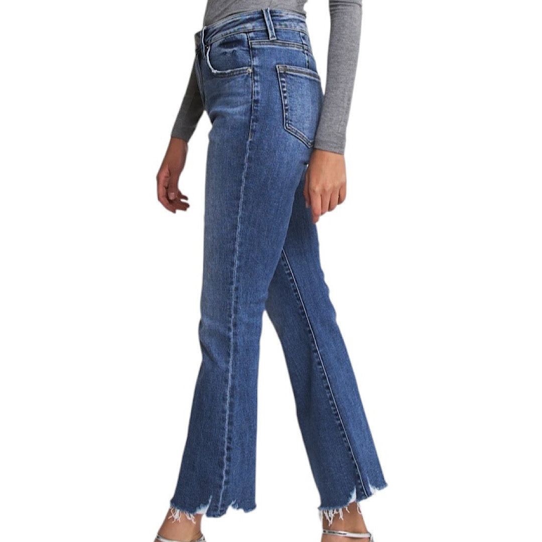 MICA MDP-F3667 High Rise Ankle Flare W/ Raw Hem Jean