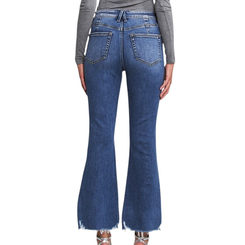 MICA MDP-F3667 High Rise Ankle Flare W/ Raw Hem Jean