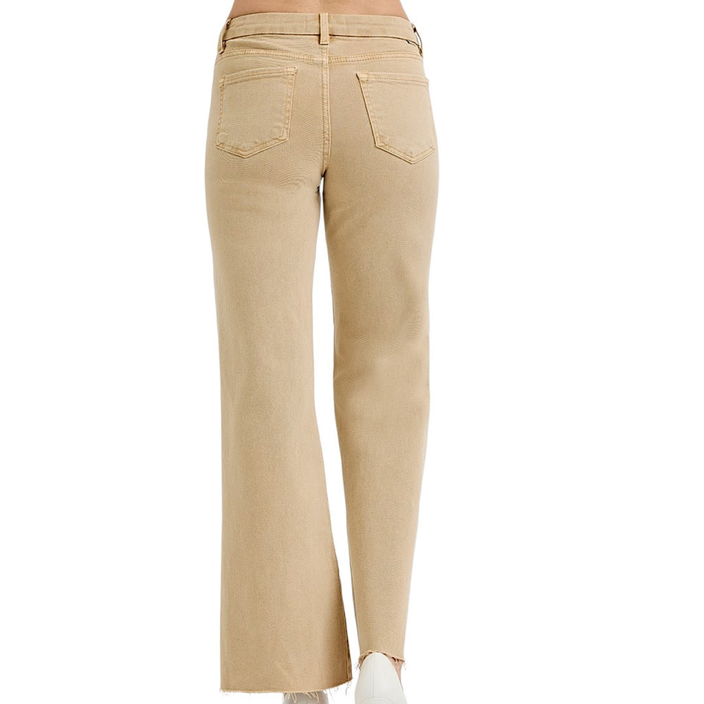 RISEN PW21205 Beige Tummy Control M/R Wide Leg Pant