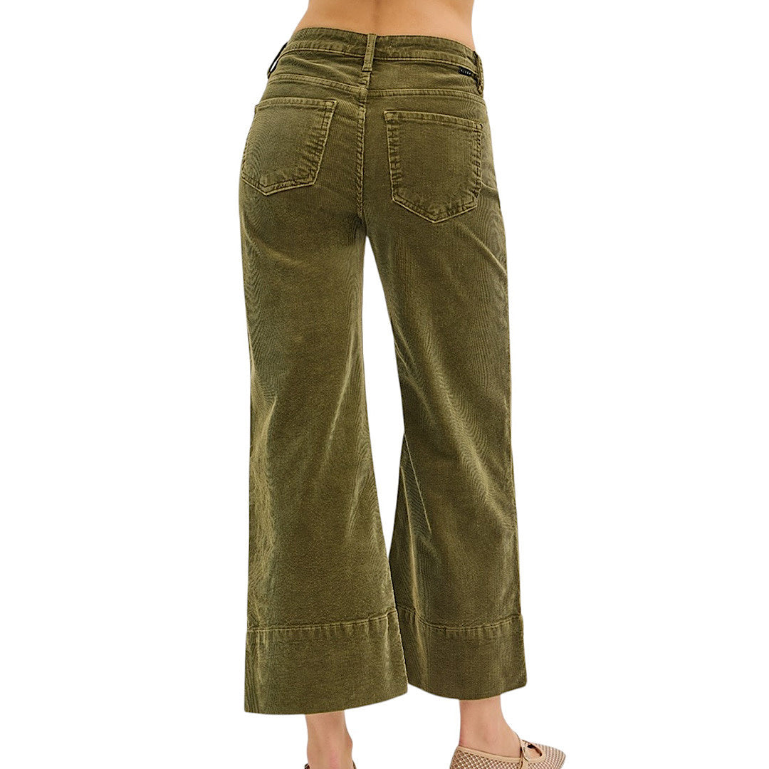 RISEN PWC21321 Olive High Rise Crop Wide Corduroy Pant