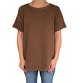 Brown Exposed Seam Raw Edge Short Sleeve Knit Top-224