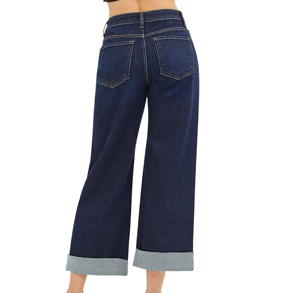 RISEN PWC21182 Slouchy Cropped Wide Jean W/Cuffed Hem
