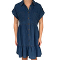 Dark Chambray Collared Button Down Shirt Dress