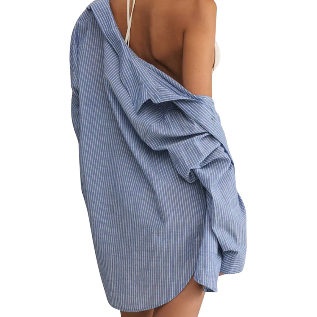 Z Supply Seaport Striped Shirt Sky Blue