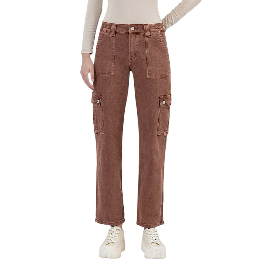 Vervet V3376RB Red Brick High Rise Straight With Cargo Pocket Detail