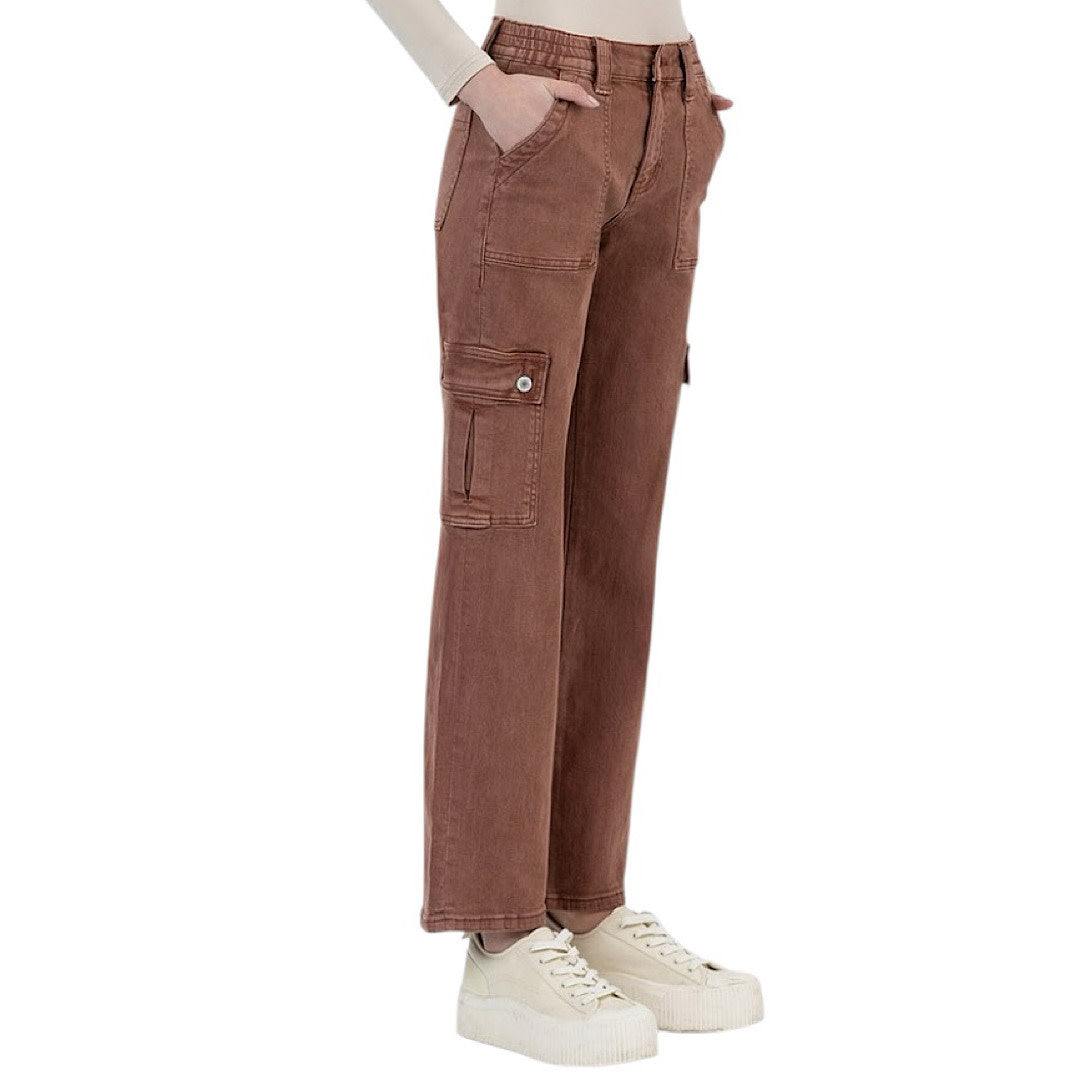 Vervet V3376RB Red Brick High Rise Straight With Cargo Pocket Detail