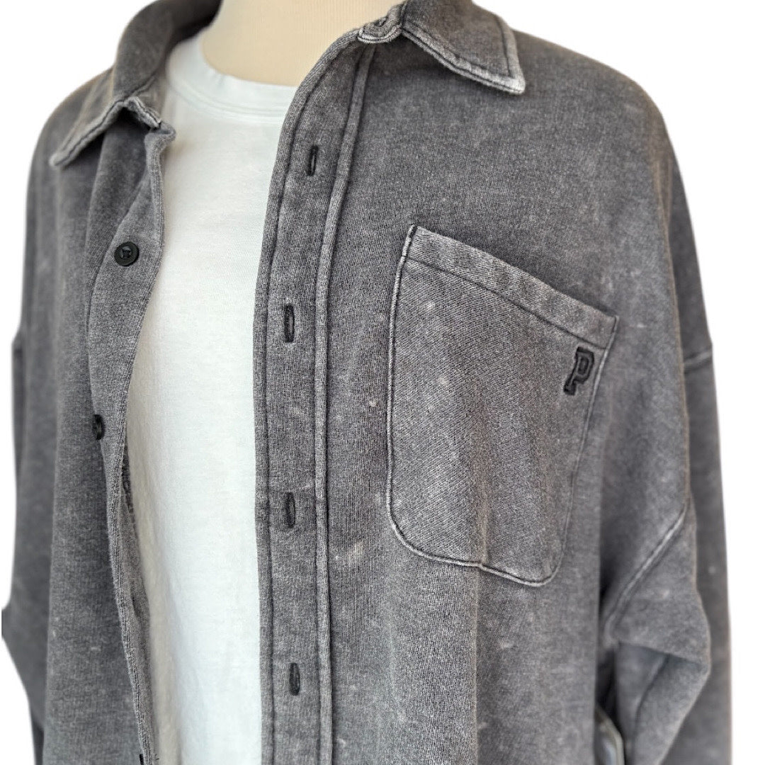 Victoria's Secret Charcoal Mineral Washed Shacket Size Medium-RF