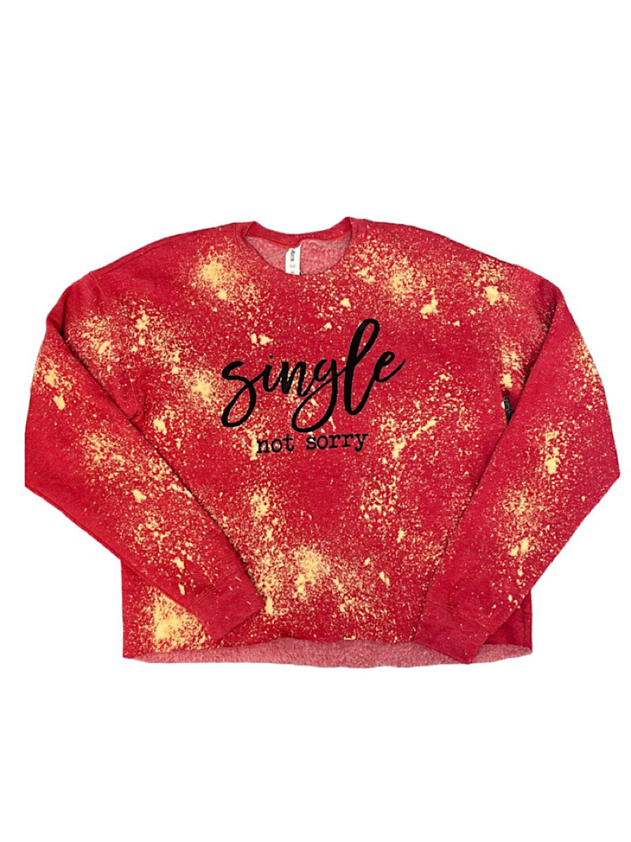 Red Splatter Single Not Sorry Valentine's Day Cropped Sweatshirt