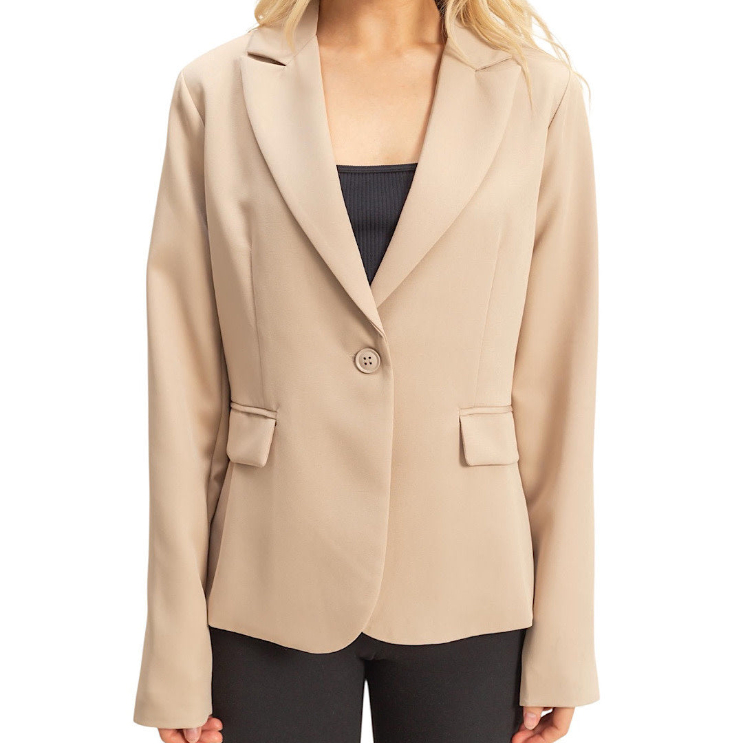 Taupe Single Button Blazer