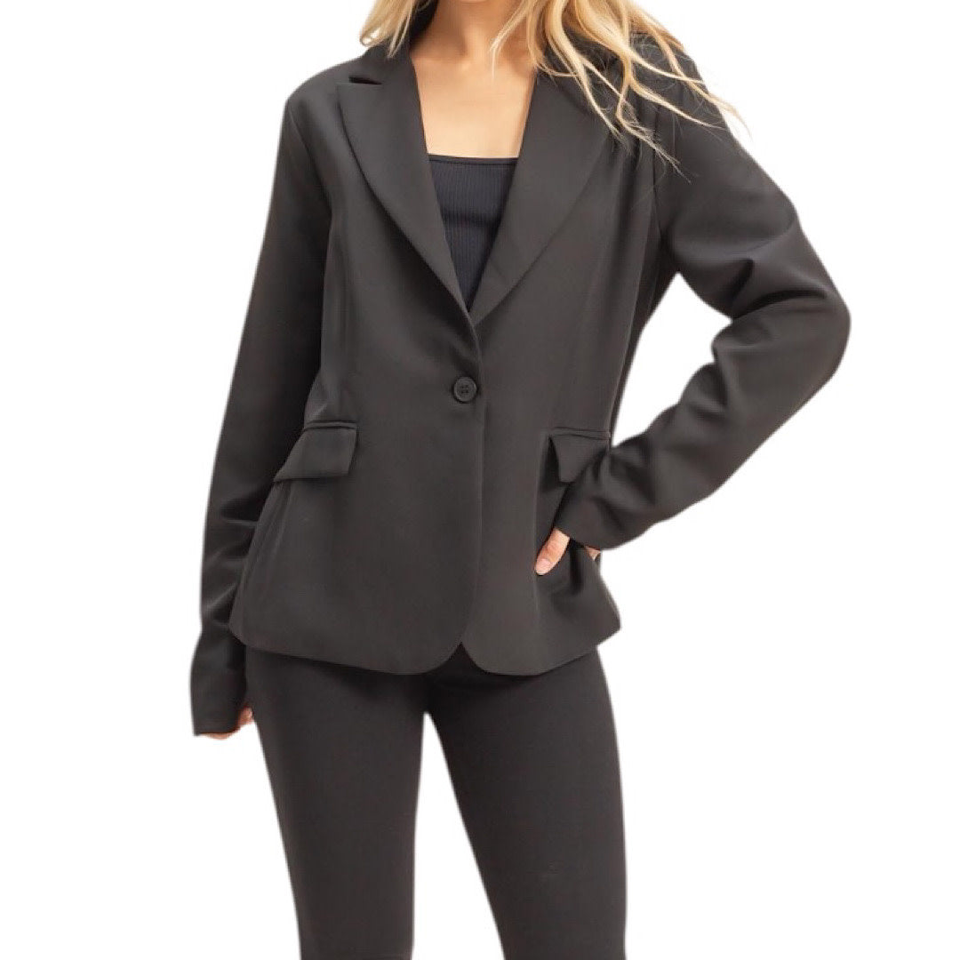 Black Single Button Blazer