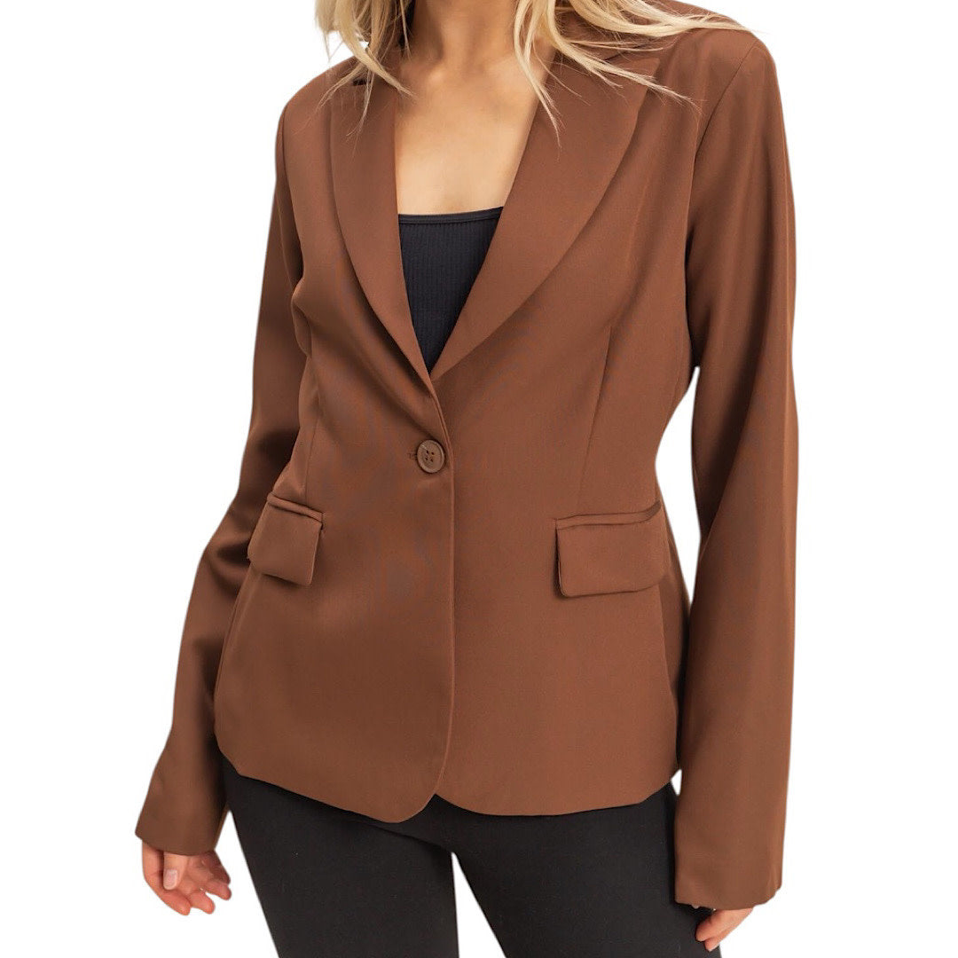Brown Single Button Blazer