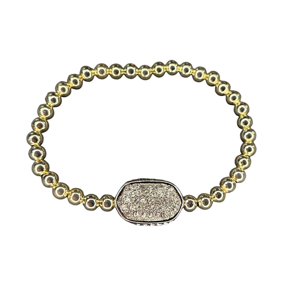 Gold Stretch Bracelet with CZ Iconic Stone Shape