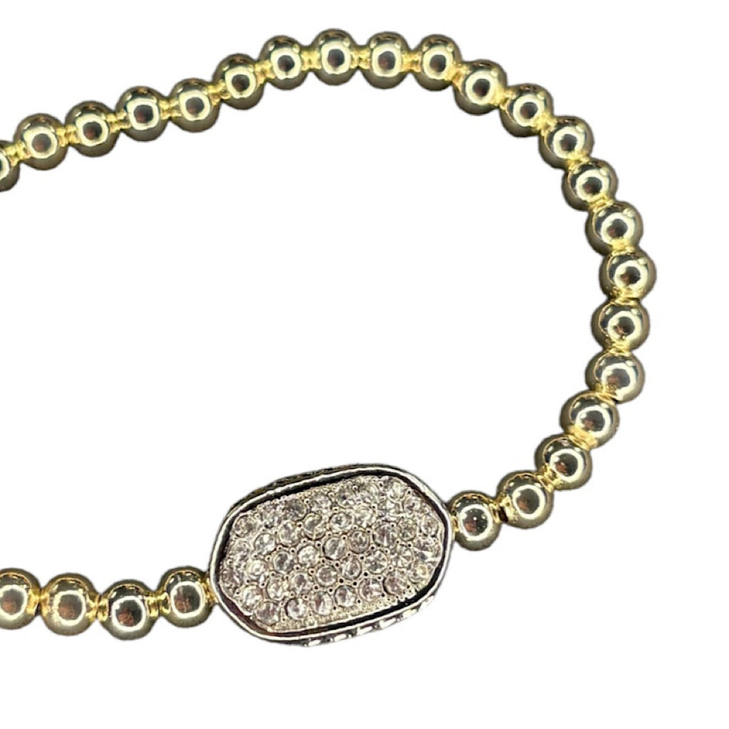 Gold Stretch Bracelet with CZ Iconic Stone Shape