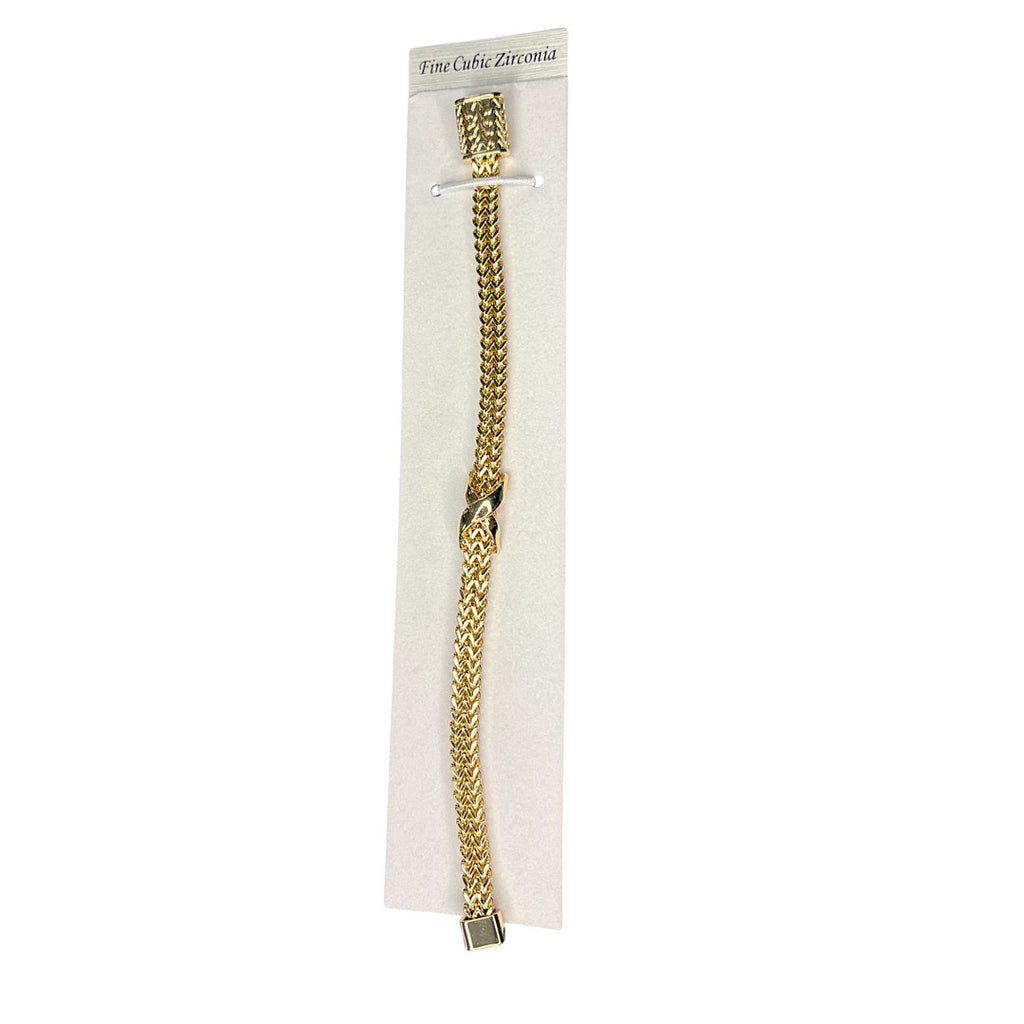 14K Gold Plated Cubic Zirconia Double Chain Bracelet