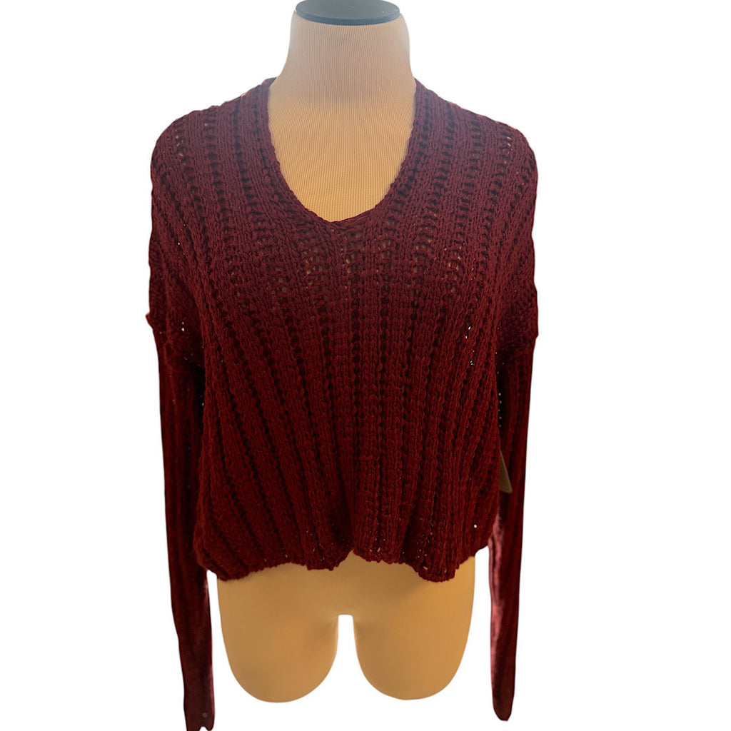 Sadie & Sage Burgundy Knit Crop Sweater Size Small- RF