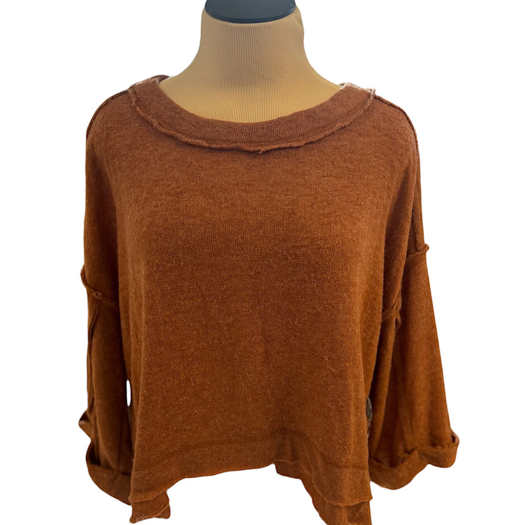 Burnt Orange Quarter Sleeve Sweater Size Small-RF