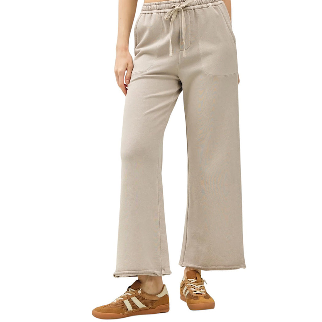 Stone Acid Wash Cotton Straight Leg Pant