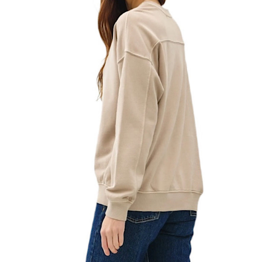 Stone Acid Wash Crop Pullover Sweatshirt