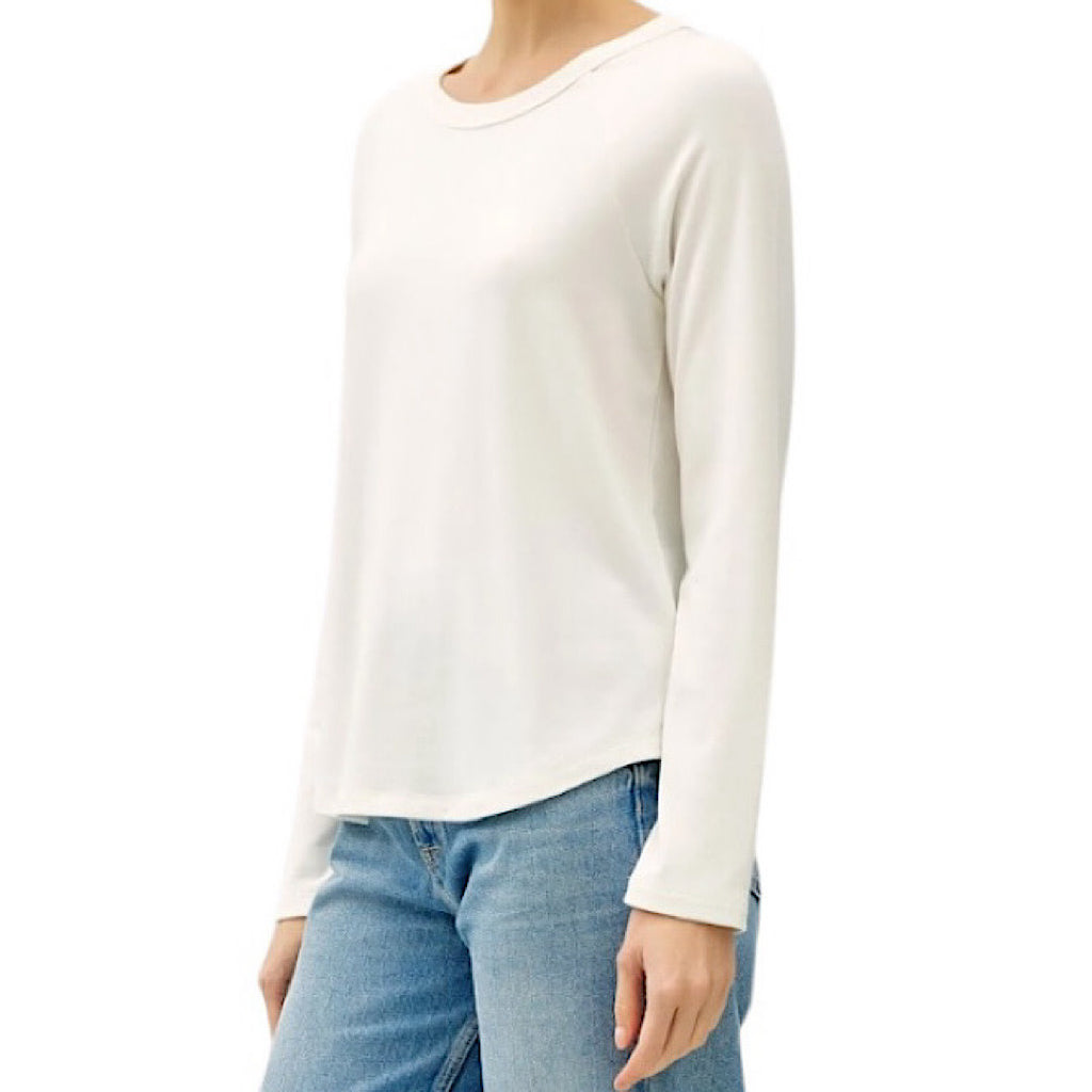Ivory Soft Jersey Raglan Long Sleeve Basic Top