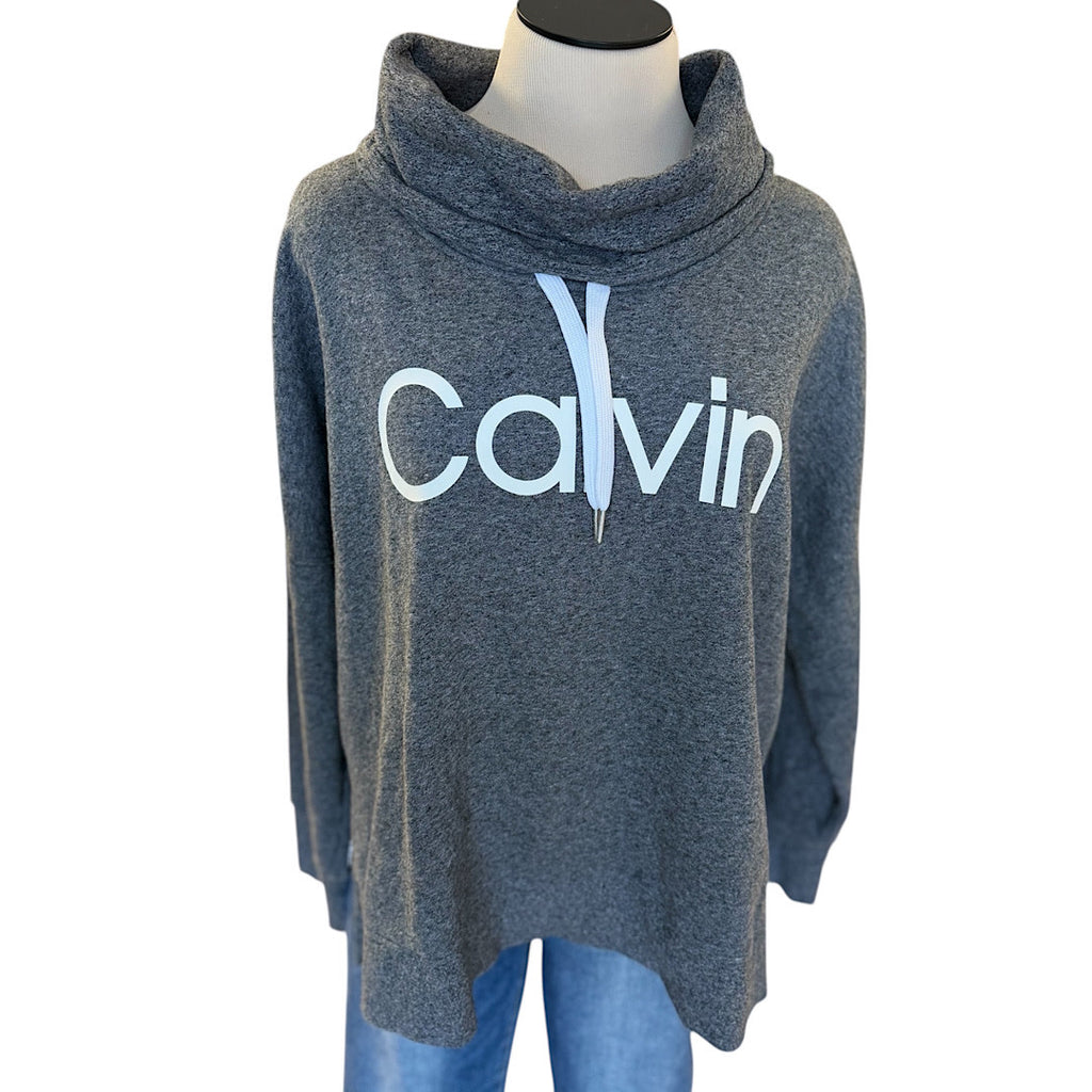 Calvin Klein Charcoal Mock Neck Long Sleeve Hoodie Size 2XL-RF