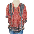 Clay Multi Print Floral Short Sleeve Top Size Small- RF