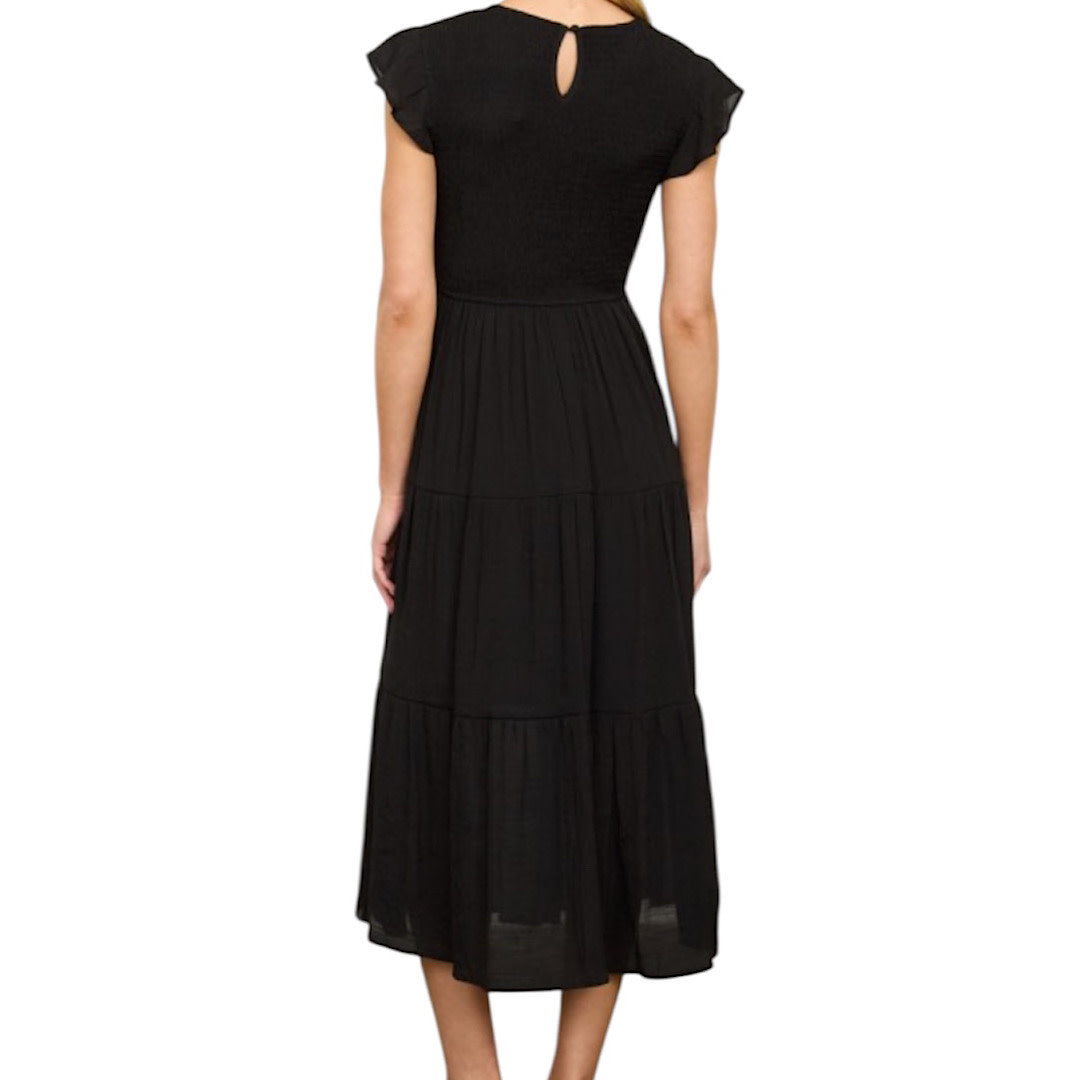 Black Tiered Mid Length Dress