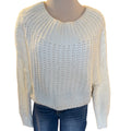 Cream Cowl Neck Ribbed Long Sleeve Sweater Size S/M- RF