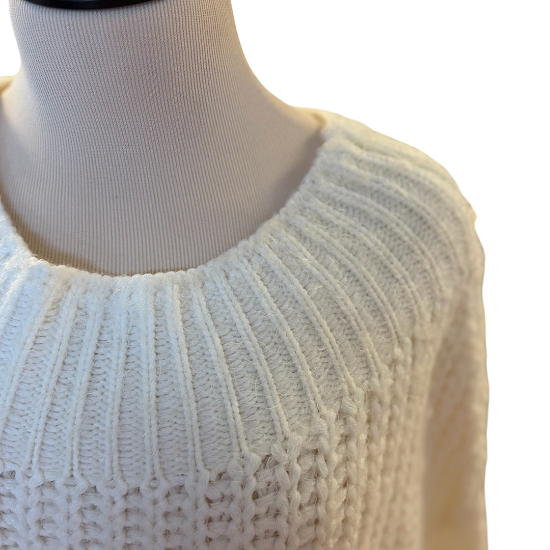Cream Cowl Neck Ribbed Long Sleeve Sweater Size S/M- RF