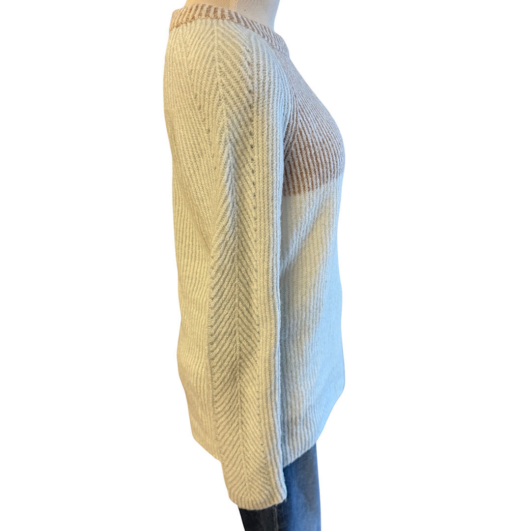 Rust/ Cream Ribbed Long Sleeve Sweater Size Small- RF