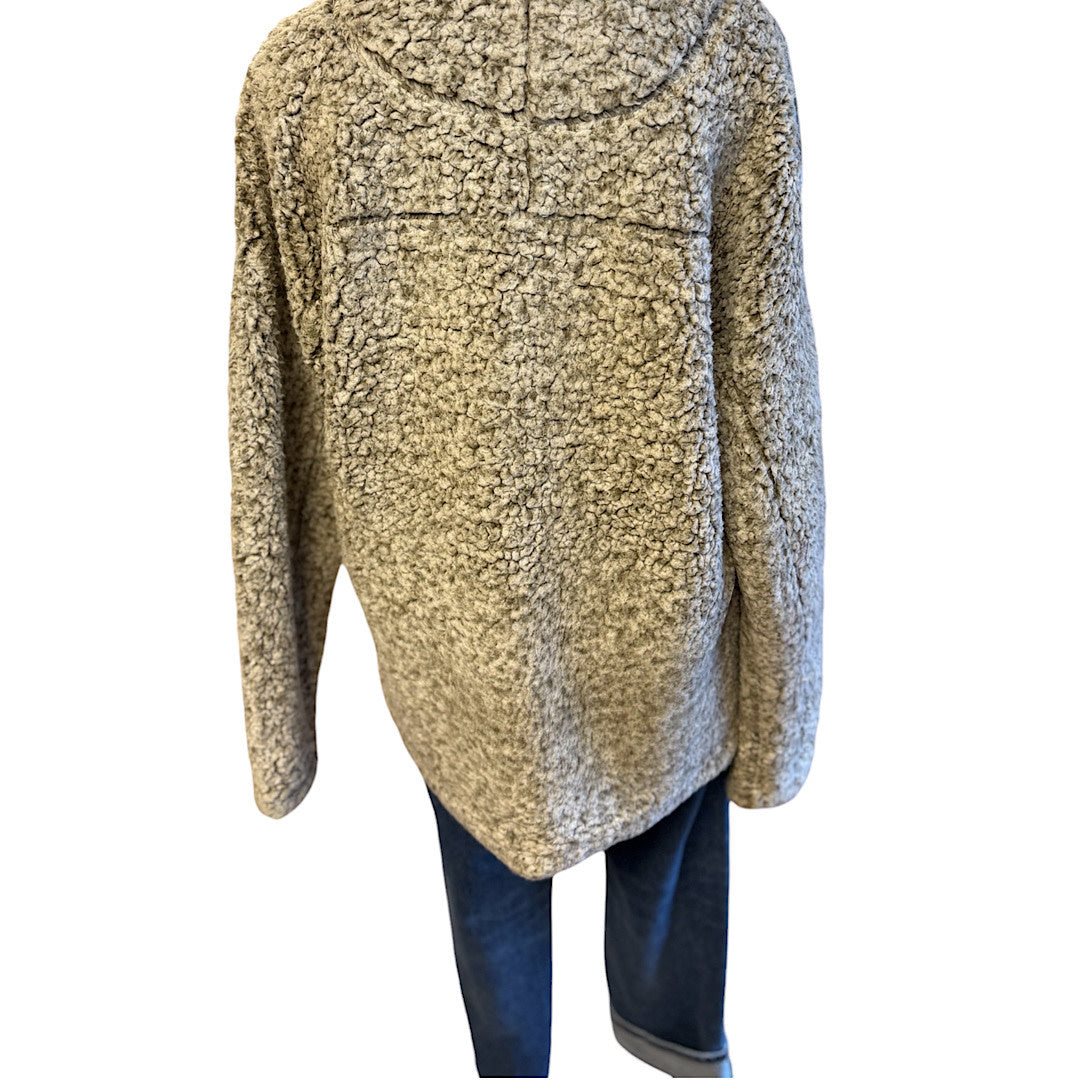 True Grit Brown/ Cream Mix Sherpa Long Sleeve Pullover Size Medium- RF