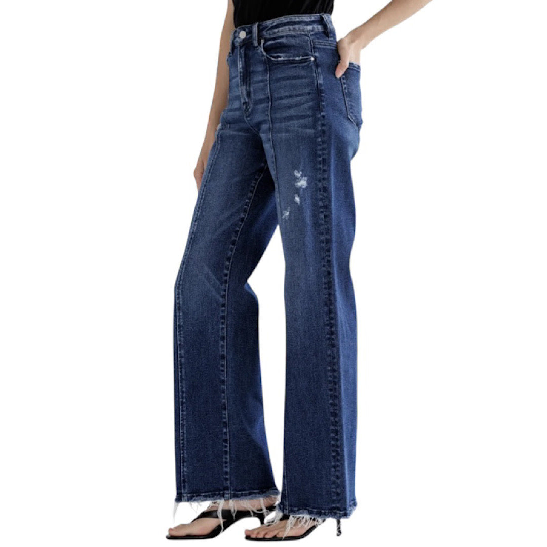 MICA MDP-W1180DK Super High Rise Seam Front Wide Leg Jeans