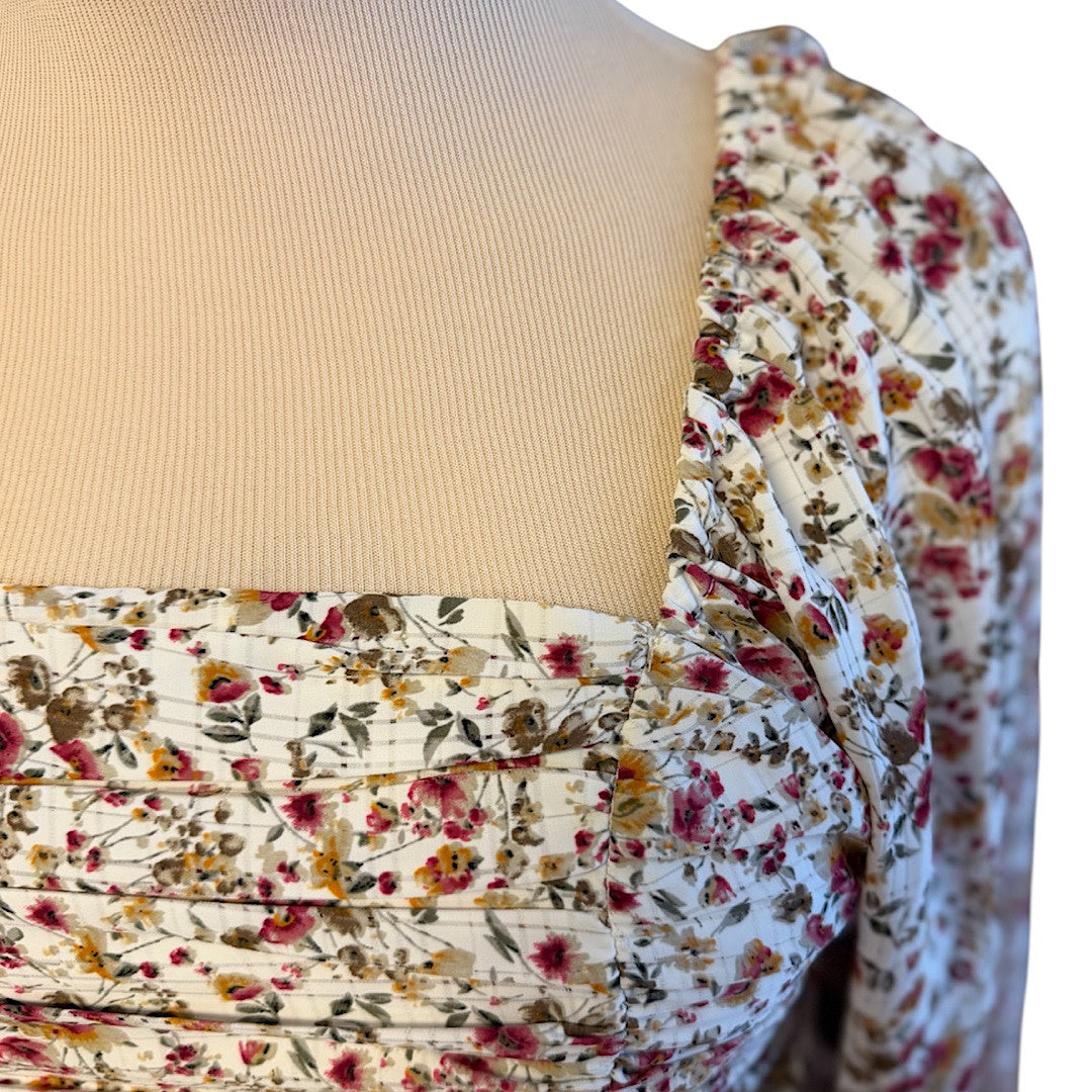 Entro White Floral Mix Long Sleeve Blouse Size Small- RF