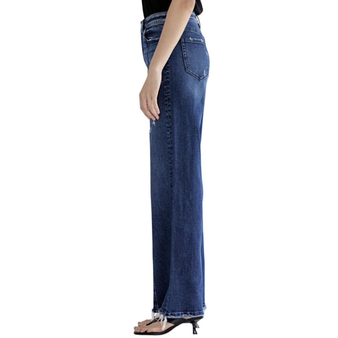 MICA MDP-W1180DK Super High Rise Seam Front Wide Leg Jeans
