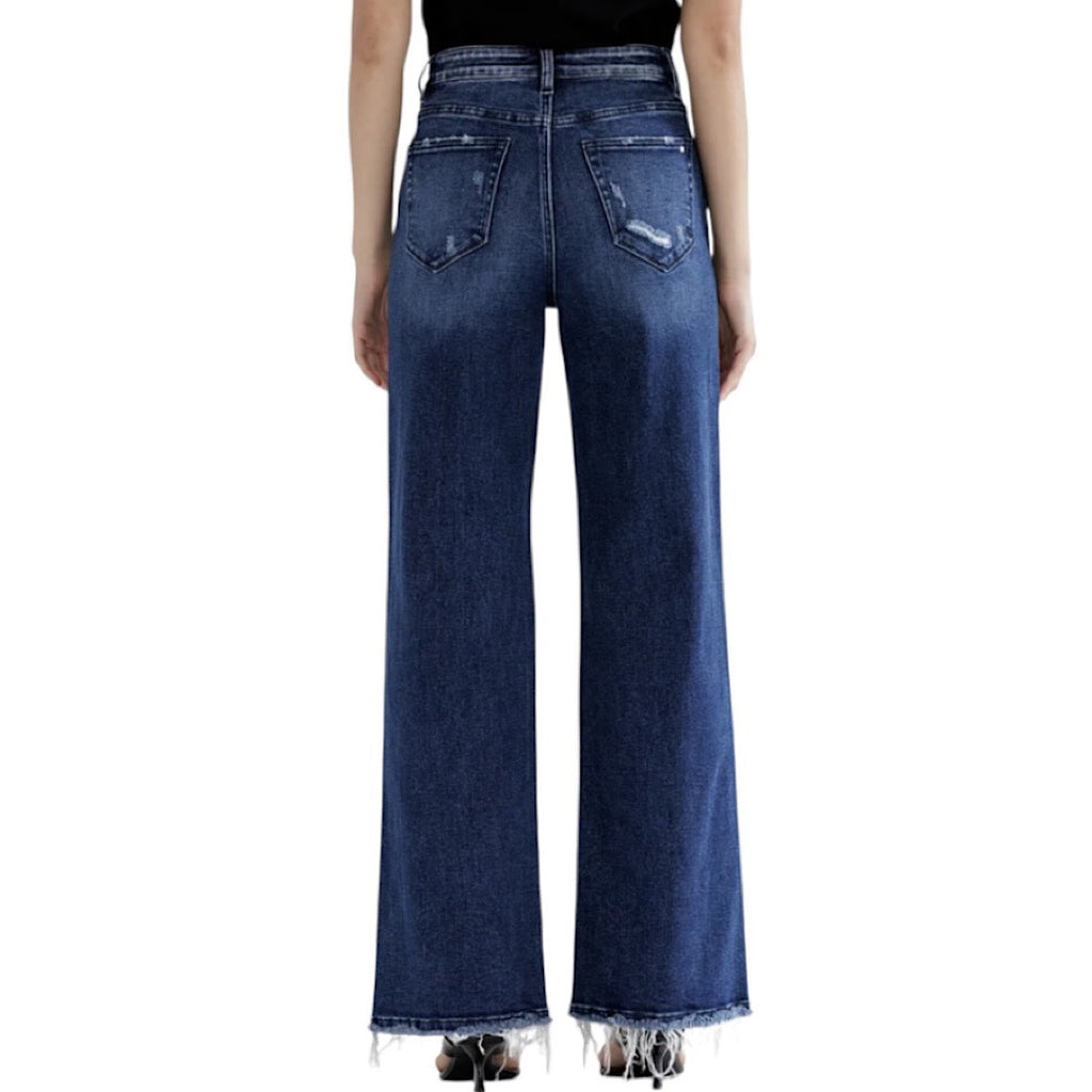MICA MDP-W1180DK Super High Rise Seam Front Wide Leg Jeans