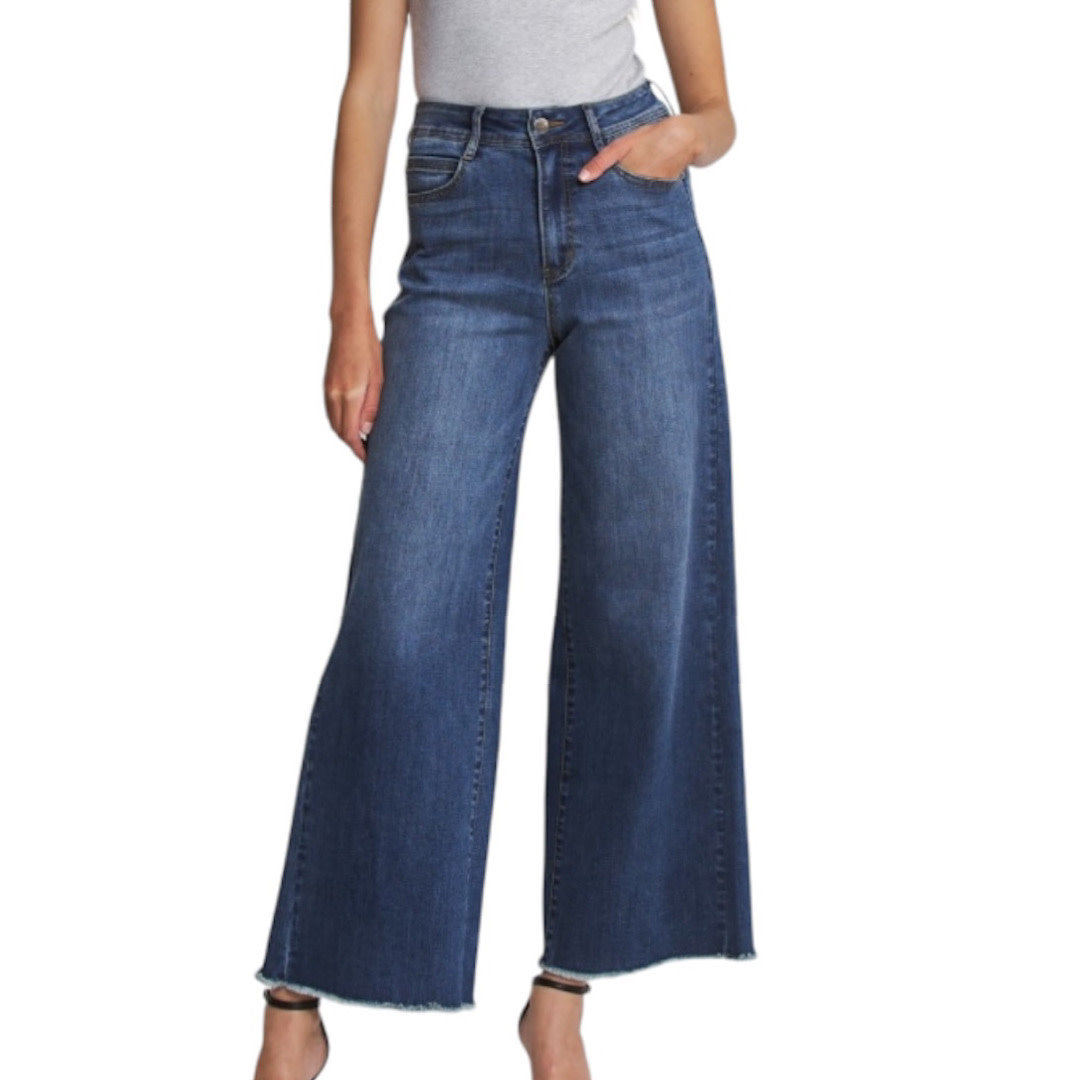 Mica MDP-W3749B Super High Wide Leg Ankle Raw Hem