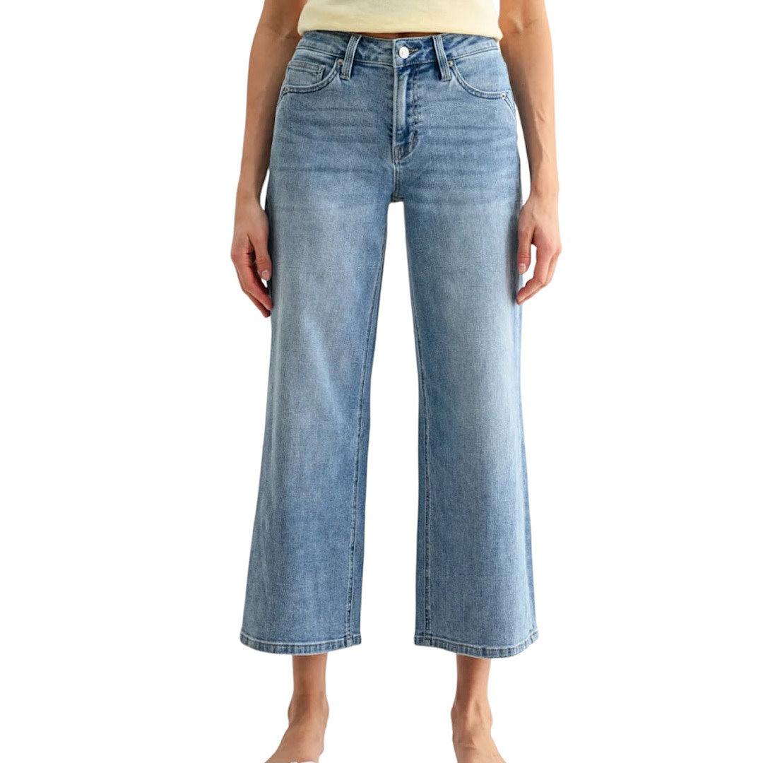 Mica MDP-W3857 Mid Rise Wide Leg Crop Jean