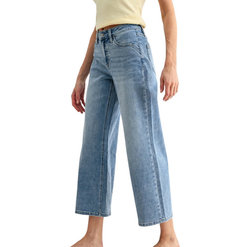 Mica MDP-W3857 Mid Rise Wide Leg Crop Jean