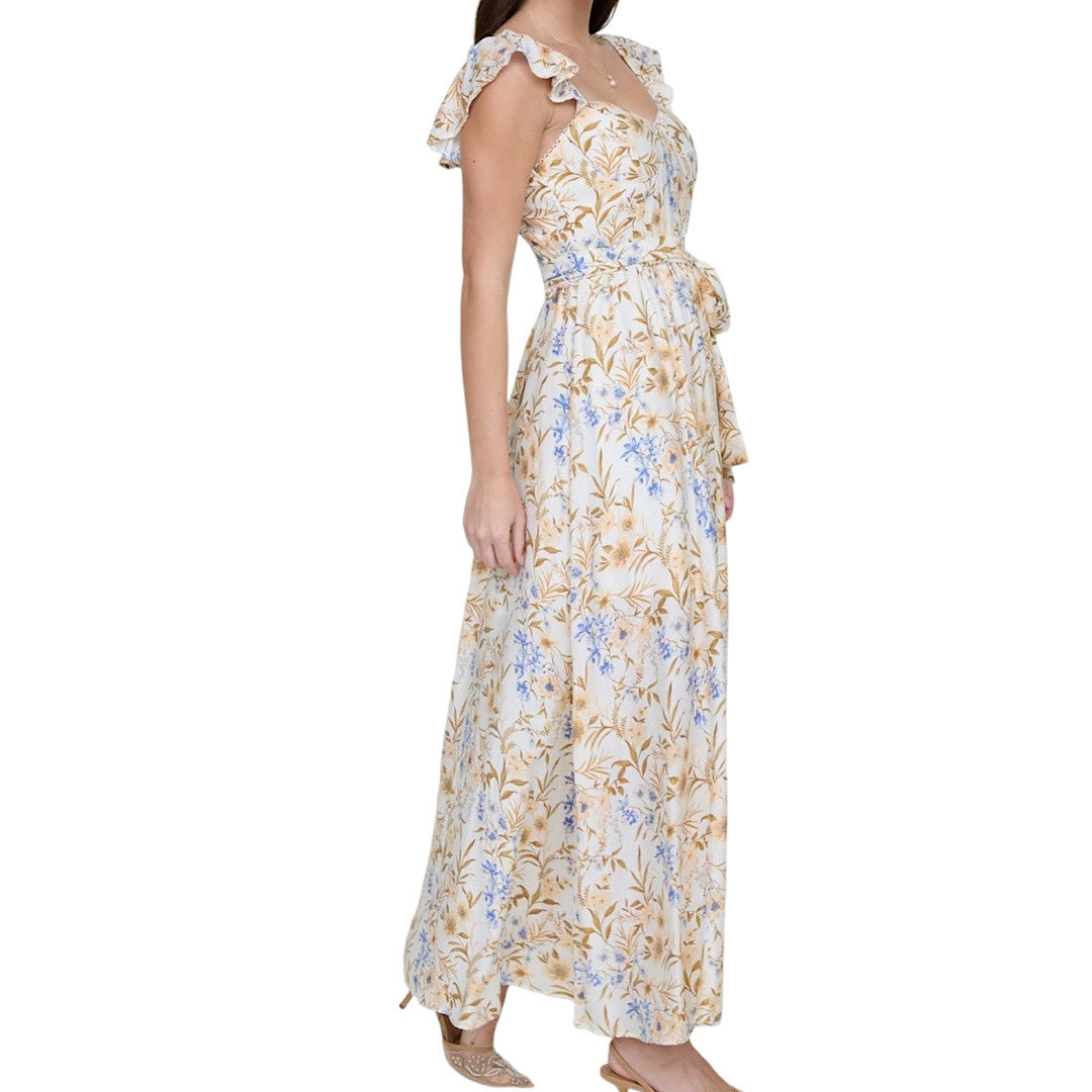 Cream Multi Floral Maxi Dress