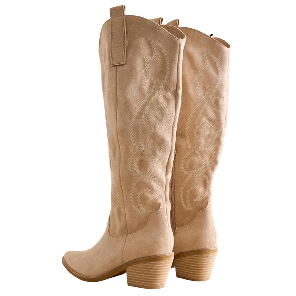 Giada Beige Western Cowgirl Boot