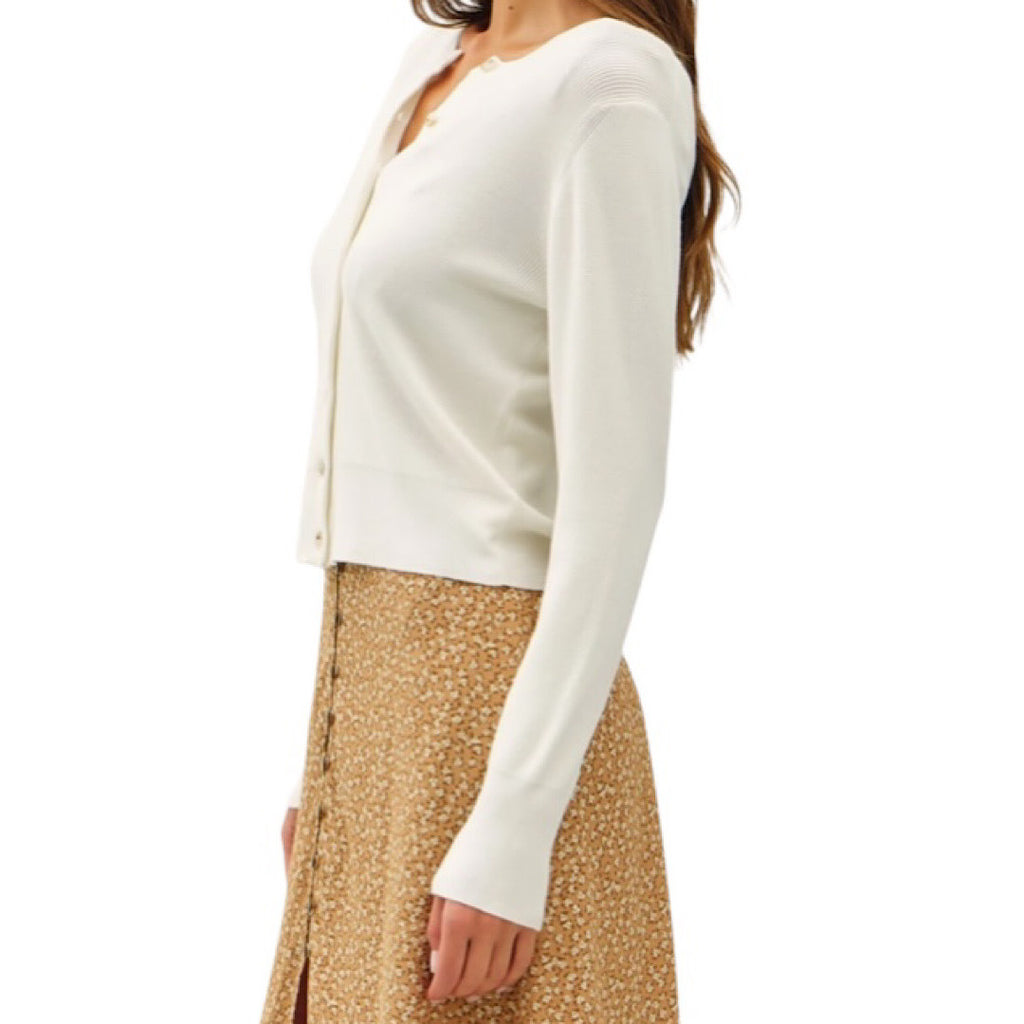 Everyday Essential Ribbed Button Up Crewneck Cardigan