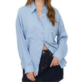 Chambray Oversized Button Down Long Sleeve Shirt