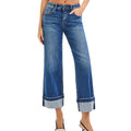 RISEN PWA21442 Dark Mid Rise Ankle Straight Cuffed Hem Jeans